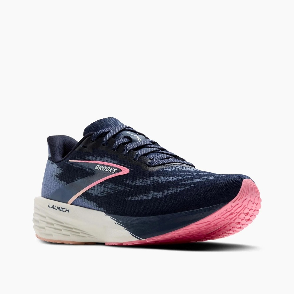 Womens Size 6- Brooks Launch 11 Running Shoes Peacoat Blue Peach Pink Sneakers